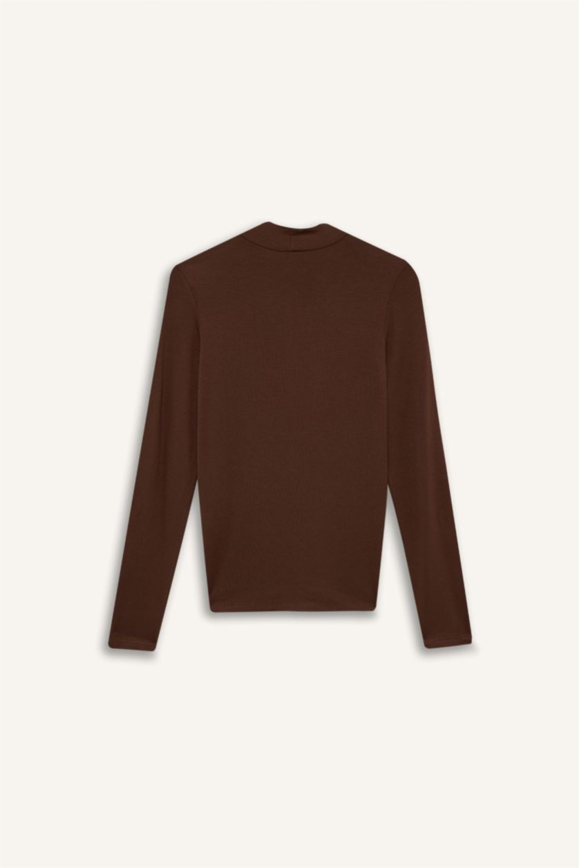 نساء بني Slim Fit Long Sleeve T-Shirt