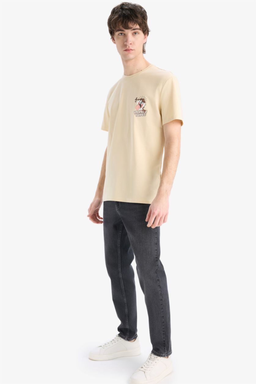 Erkek Taş %100 Pamuk Looney Tunes Regular Fit Bisiklet Yaka Baskılı Kısa Kollu Tişört