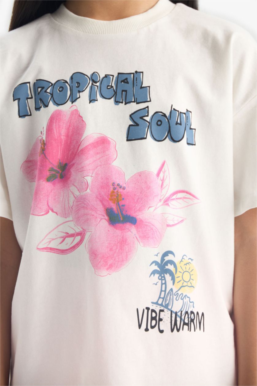 GIRLS & TEENS Ecru Girl T-shirt Biker Leggings 2 Piece Set