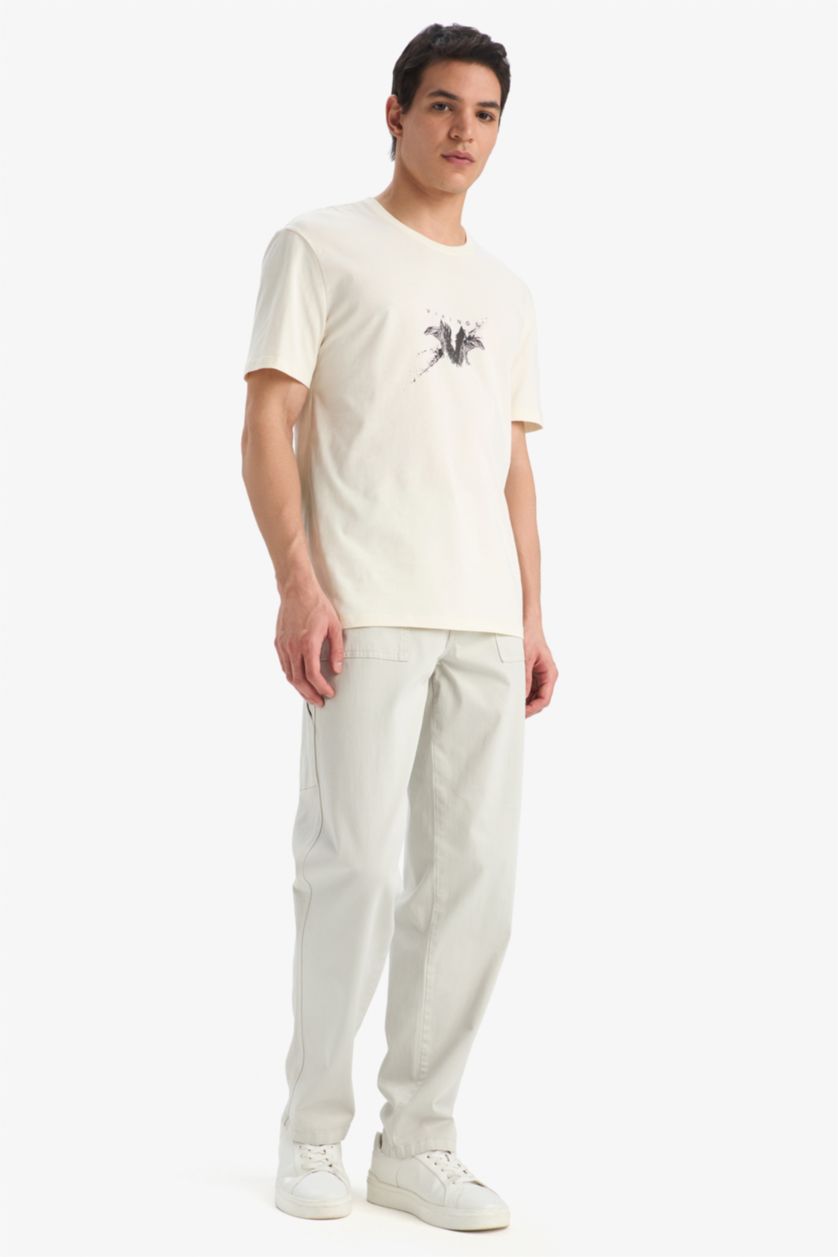 Erkek Taş %100 Pamuk Vikings Regular Fit Bisiklet Yaka Kısa Kollu Tişört