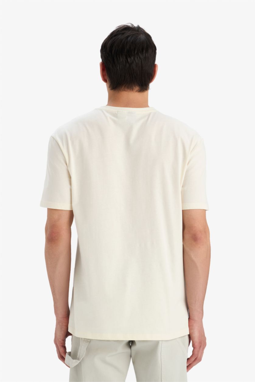 Erkek Taş %100 Pamuk Vikings Regular Fit Bisiklet Yaka Kısa Kollu Tişört