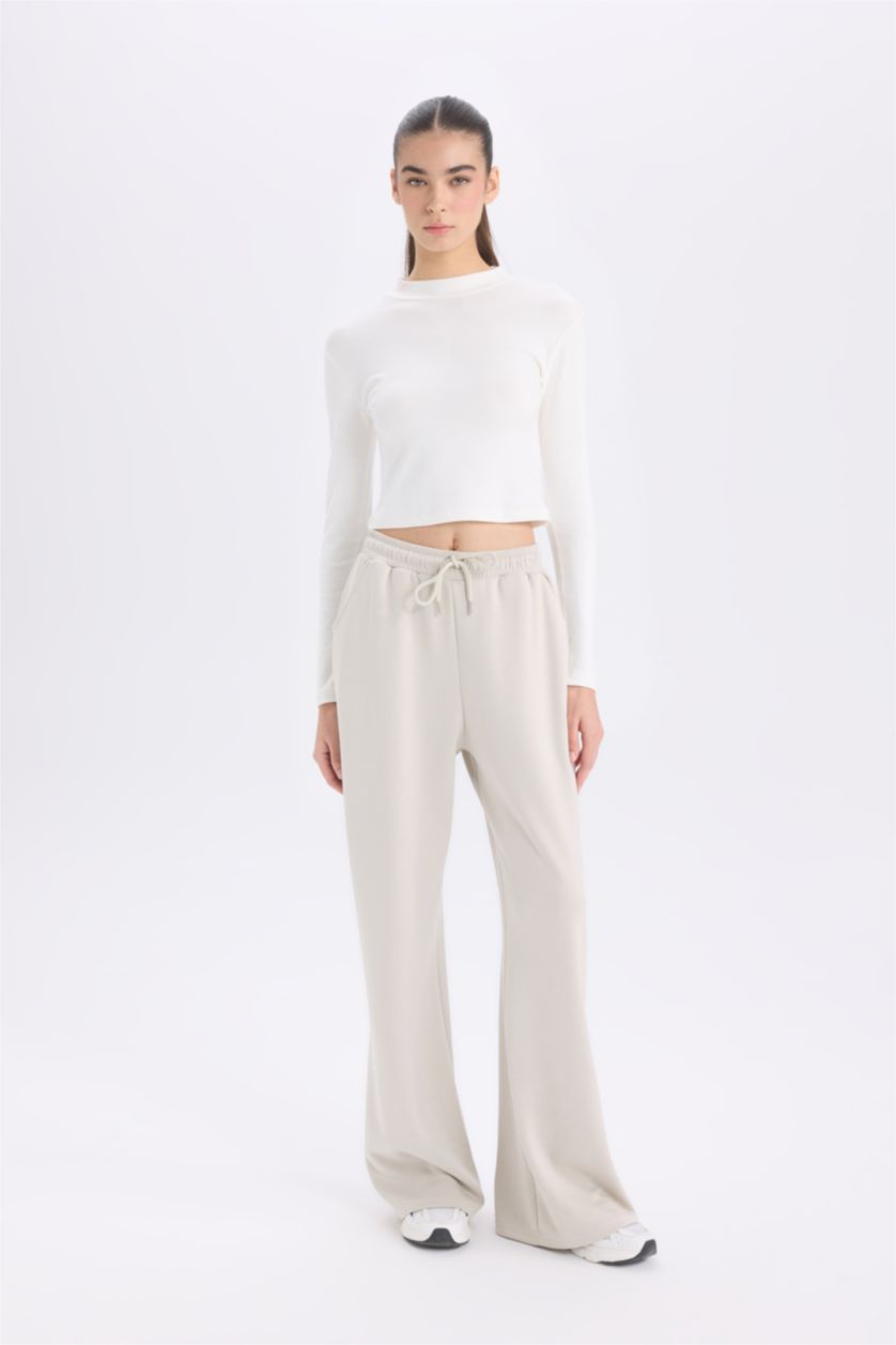 WOMAN Ecru Slim Fit modal Long Sleeve T-Shirt