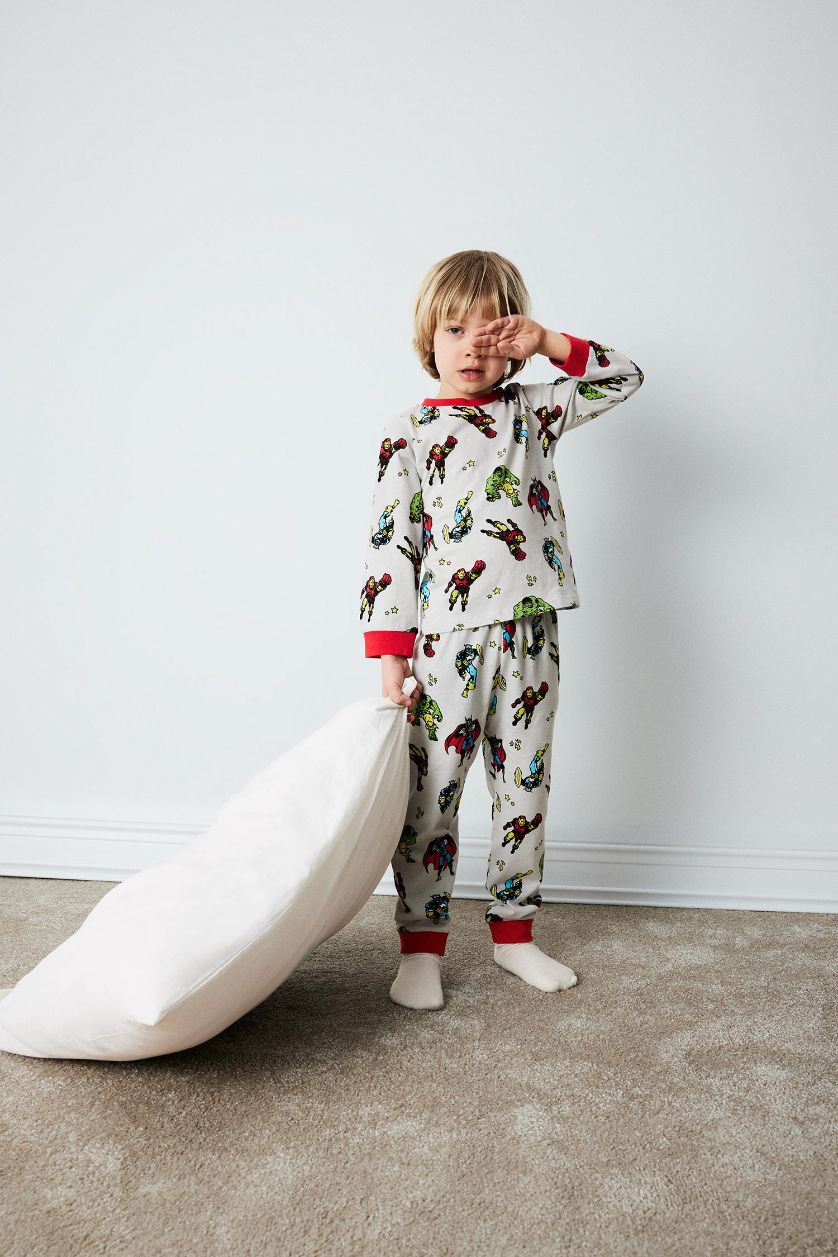 BABY BOY Light Grey Baby Boy Marvel Comics Cotton 2 Piece Pajama Set