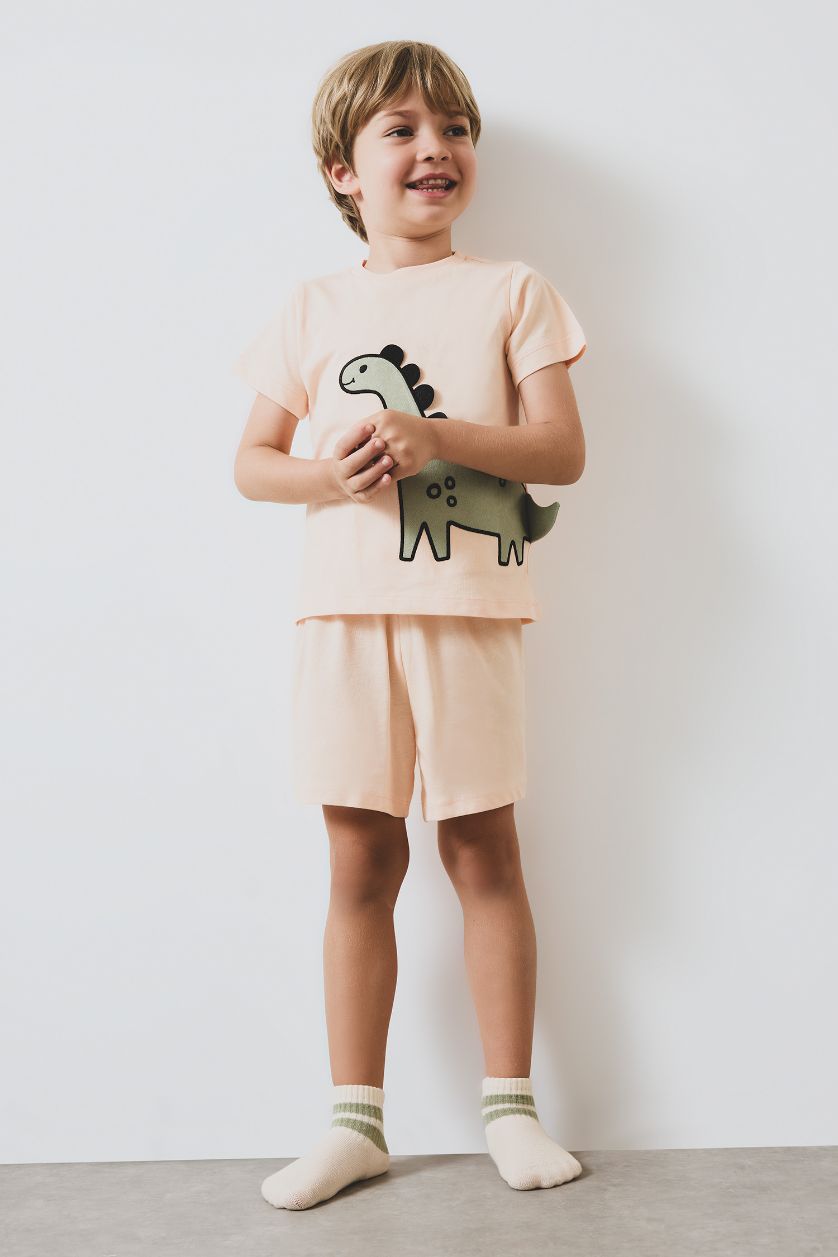 BÉBÉ GARÇON Orange Ensemble Pyjama en coton T-shirt et Short pour bébé garçon