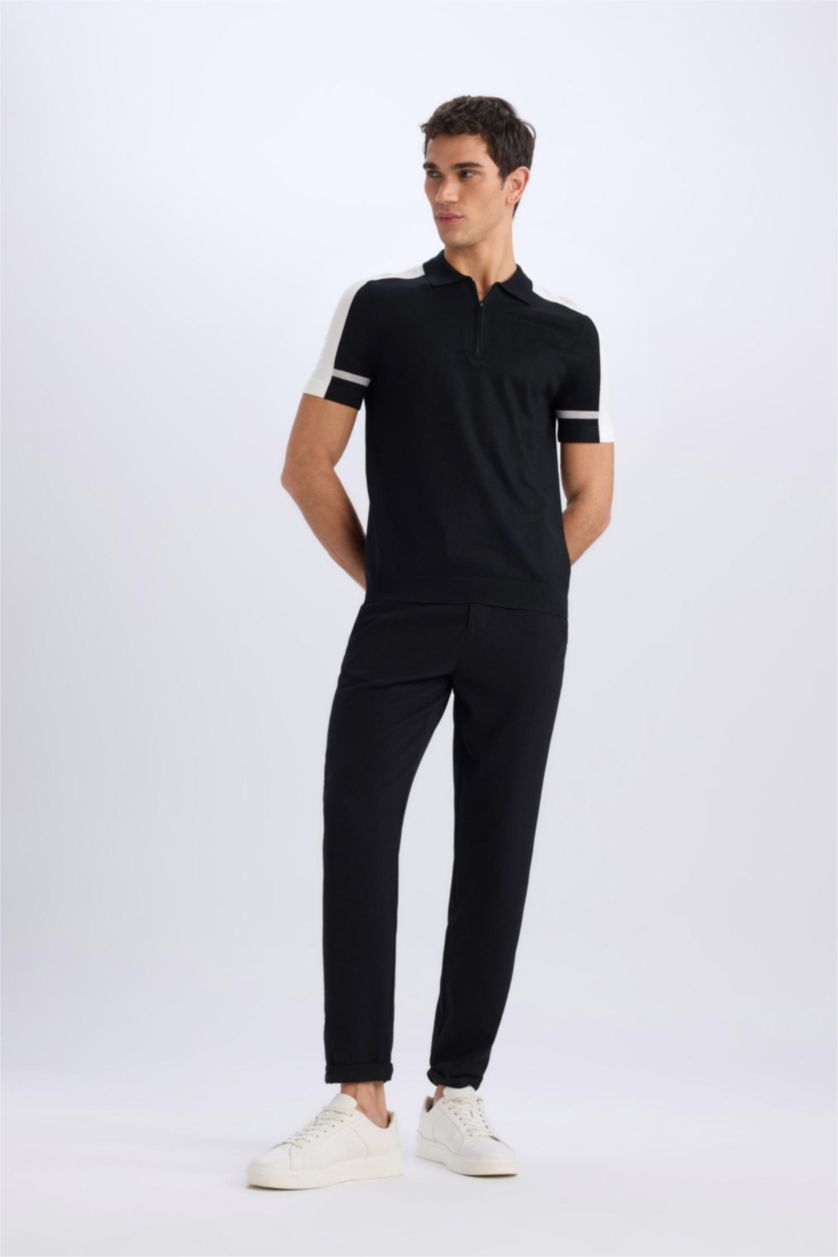 MAN Black Zip-Up Leg Summer Joggers