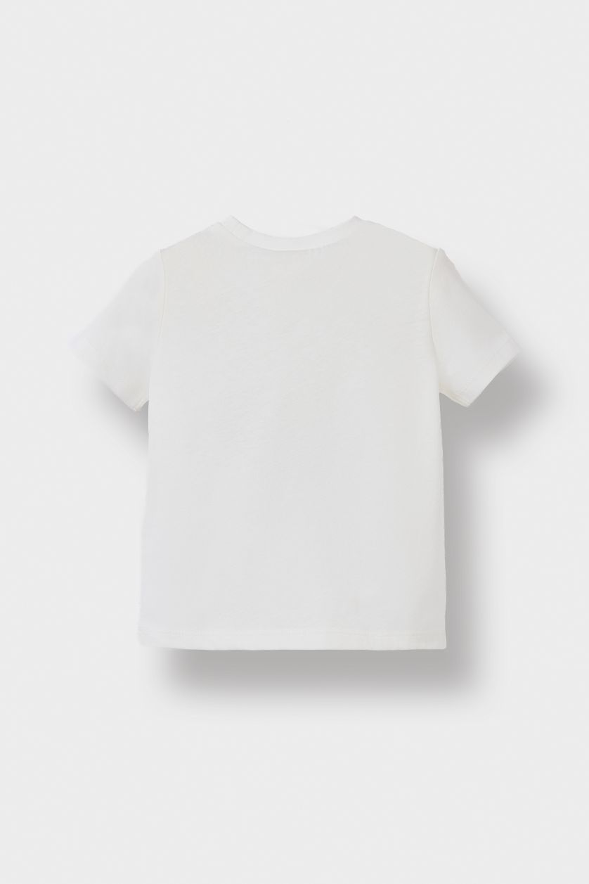 طفل صغير بيج فاتح سيت بجامة بيبي ولادي بطبعة فضاء - قطعتين