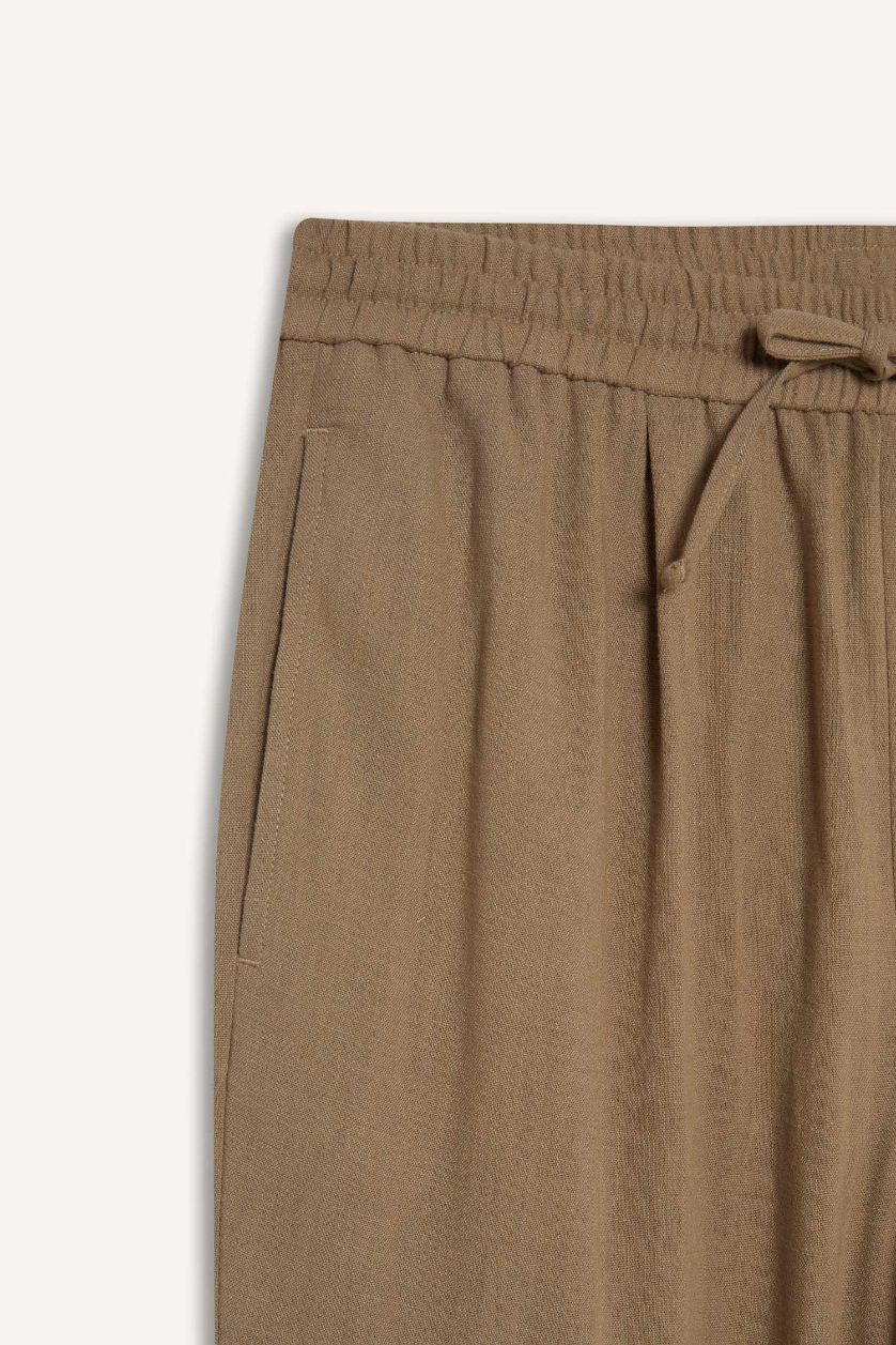 MAN Light Brown Relax Fit Ankle Length Linen Look Trousers