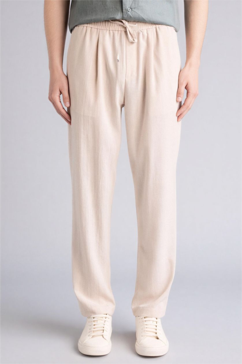 MAN Stone Relax Fit Ankle Length Linen Look Trousers