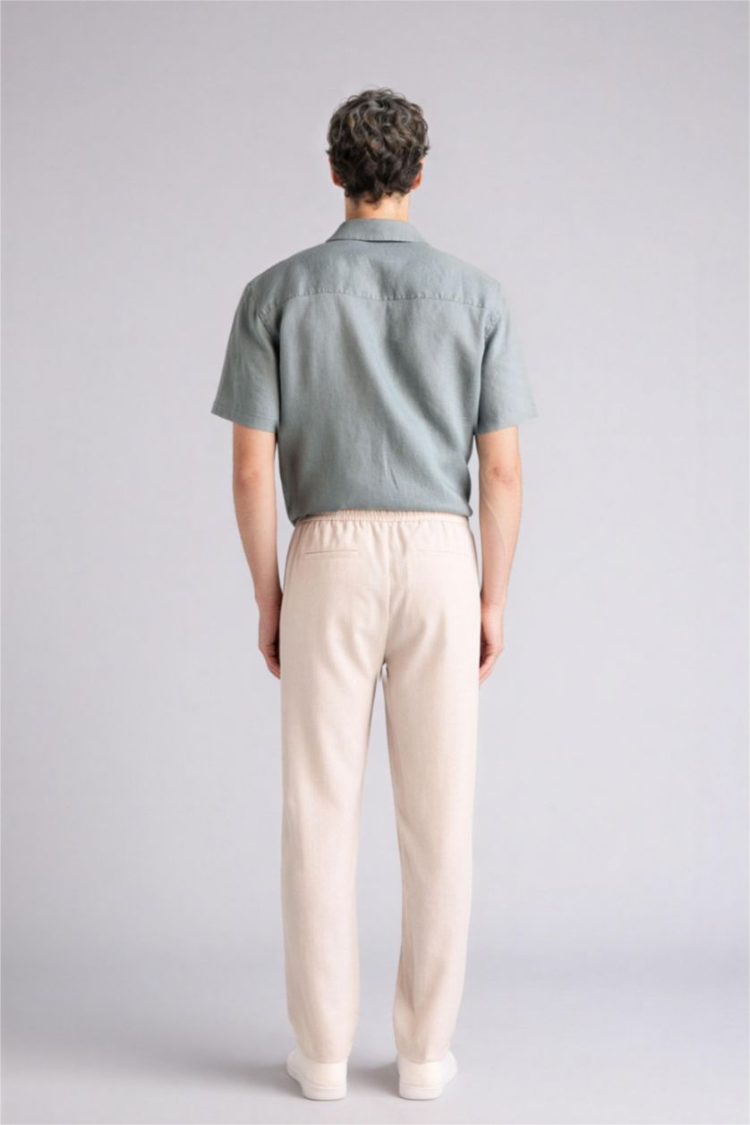 MAN Stone Relax Fit Ankle Length Linen Look Trousers