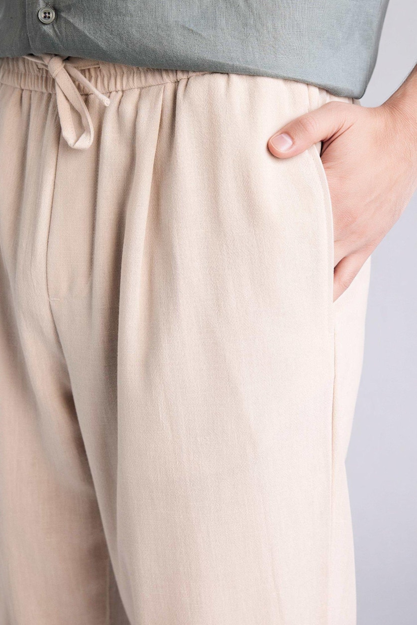MAN Stone Relax Fit Ankle Length Linen Look Trousers