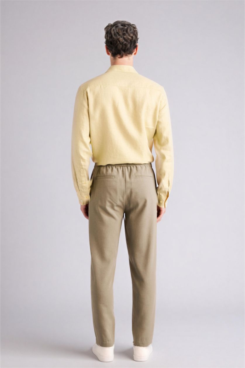 رجال كاكي سروال ذو مظهر كتاني قصة مريحة