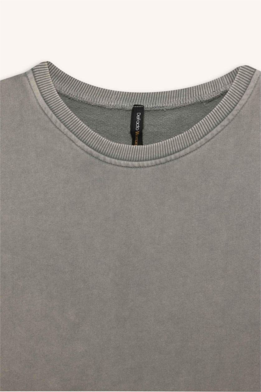 نساء رمادي فاتح سويت شيرت بيزك اوفر سايز