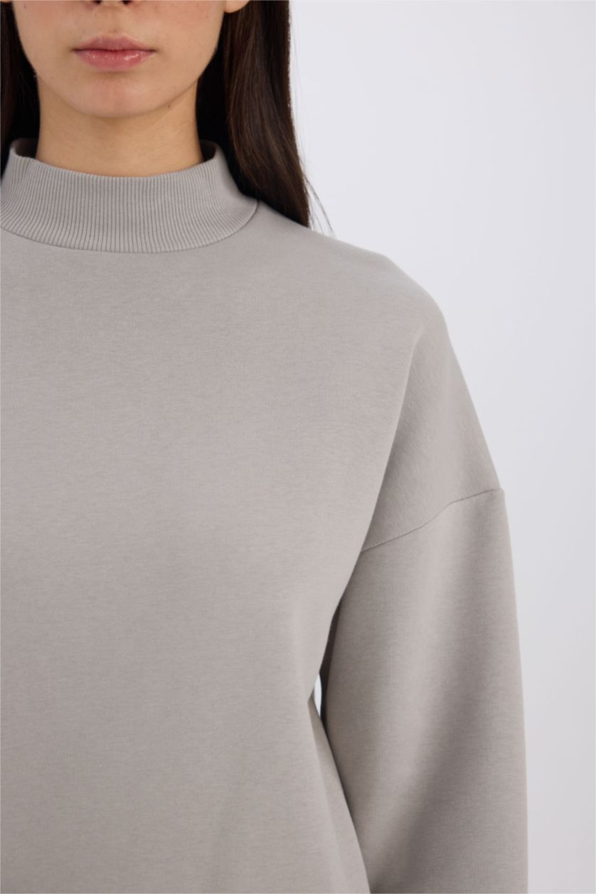 حريمي رمادي فاتح Oversize Fit Thick Sweatshirt Fabric Sweatshirt