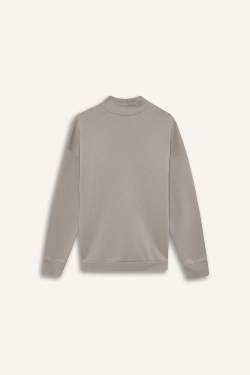 حريمي رمادي فاتح Oversize Fit Thick Sweatshirt Fabric Sweatshirt