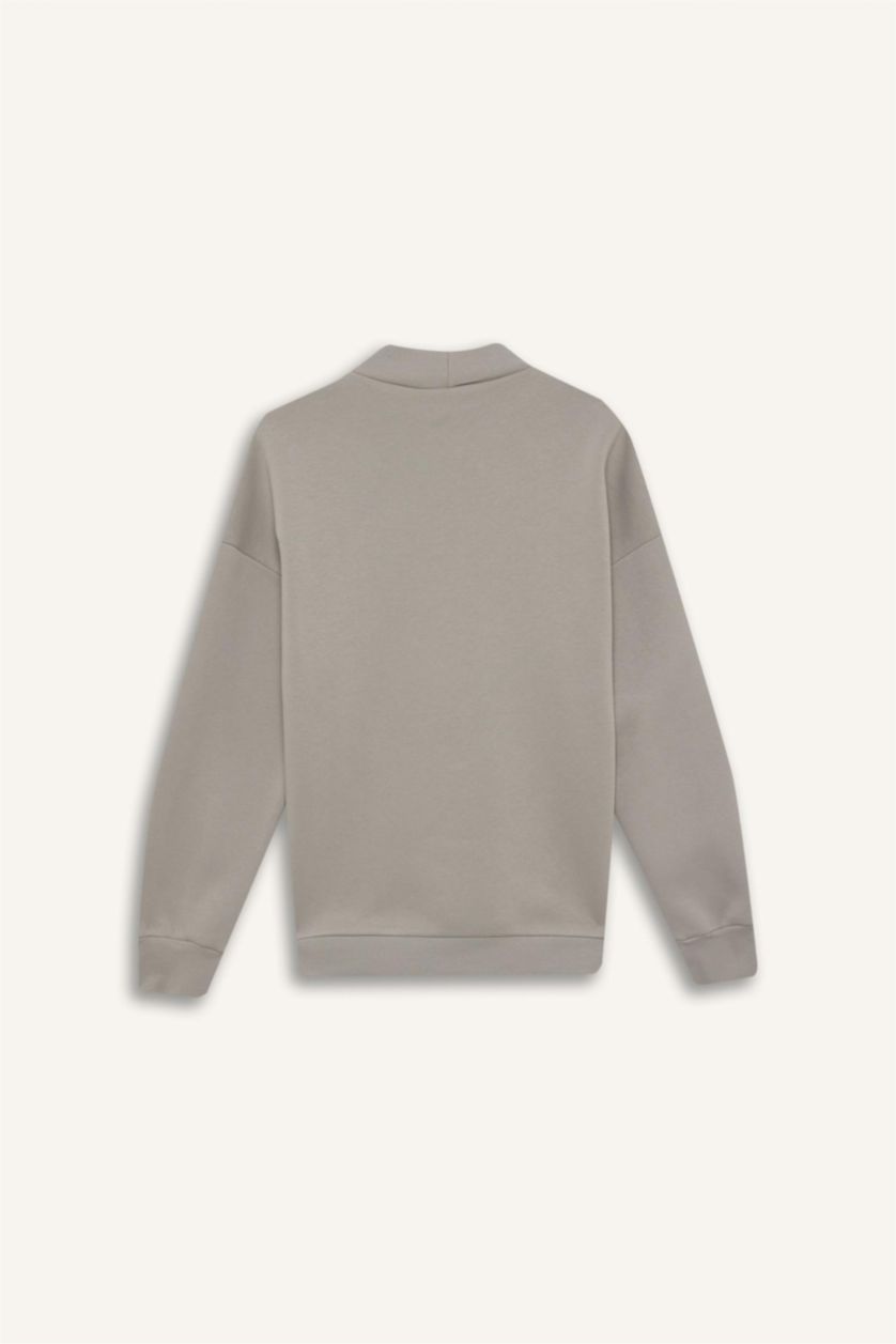 حريمي رمادي فاتح Oversize Fit Thick Sweatshirt Fabric Sweatshirt