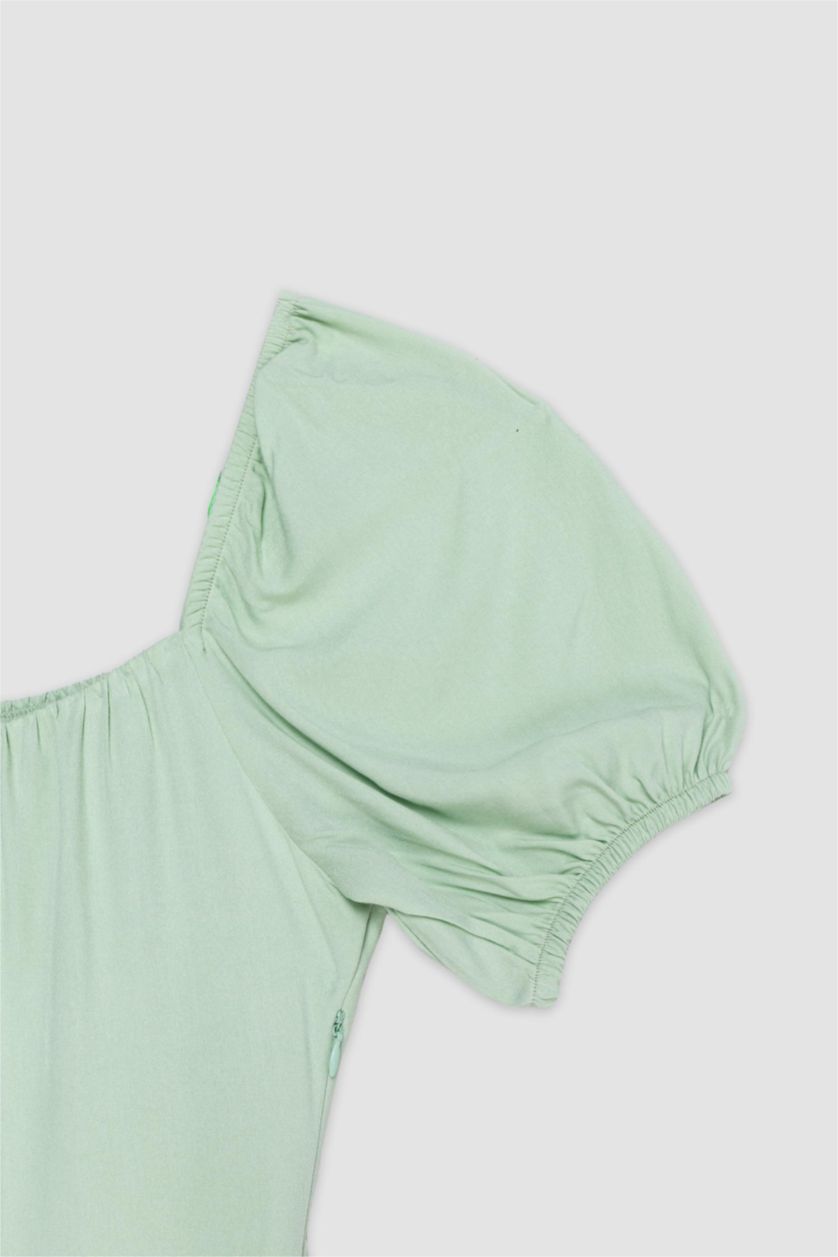 WOMAN Mint V-Neck Midi Dress