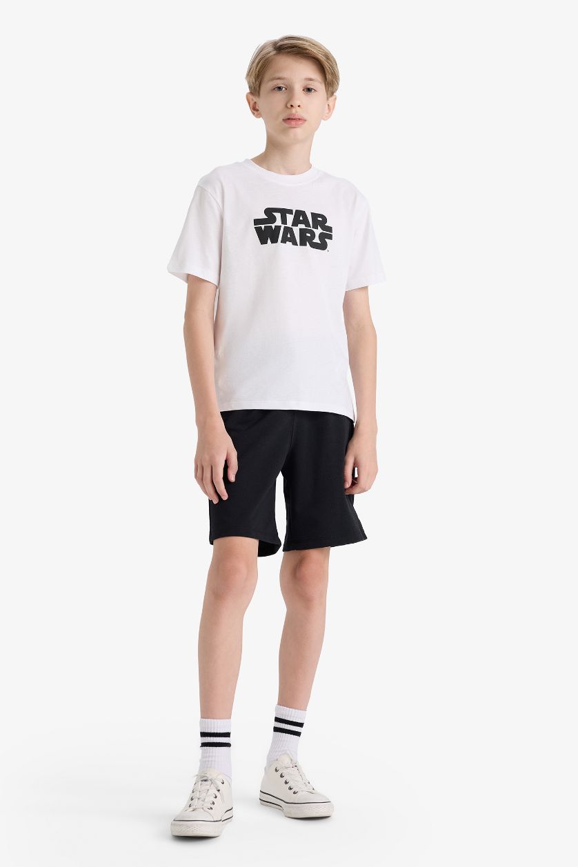 Erkek Çocuk - Genç Erkek Beyaz Star Wars Bisiklet Yaka Kısa Kollu Tişört Erkek Çocuk