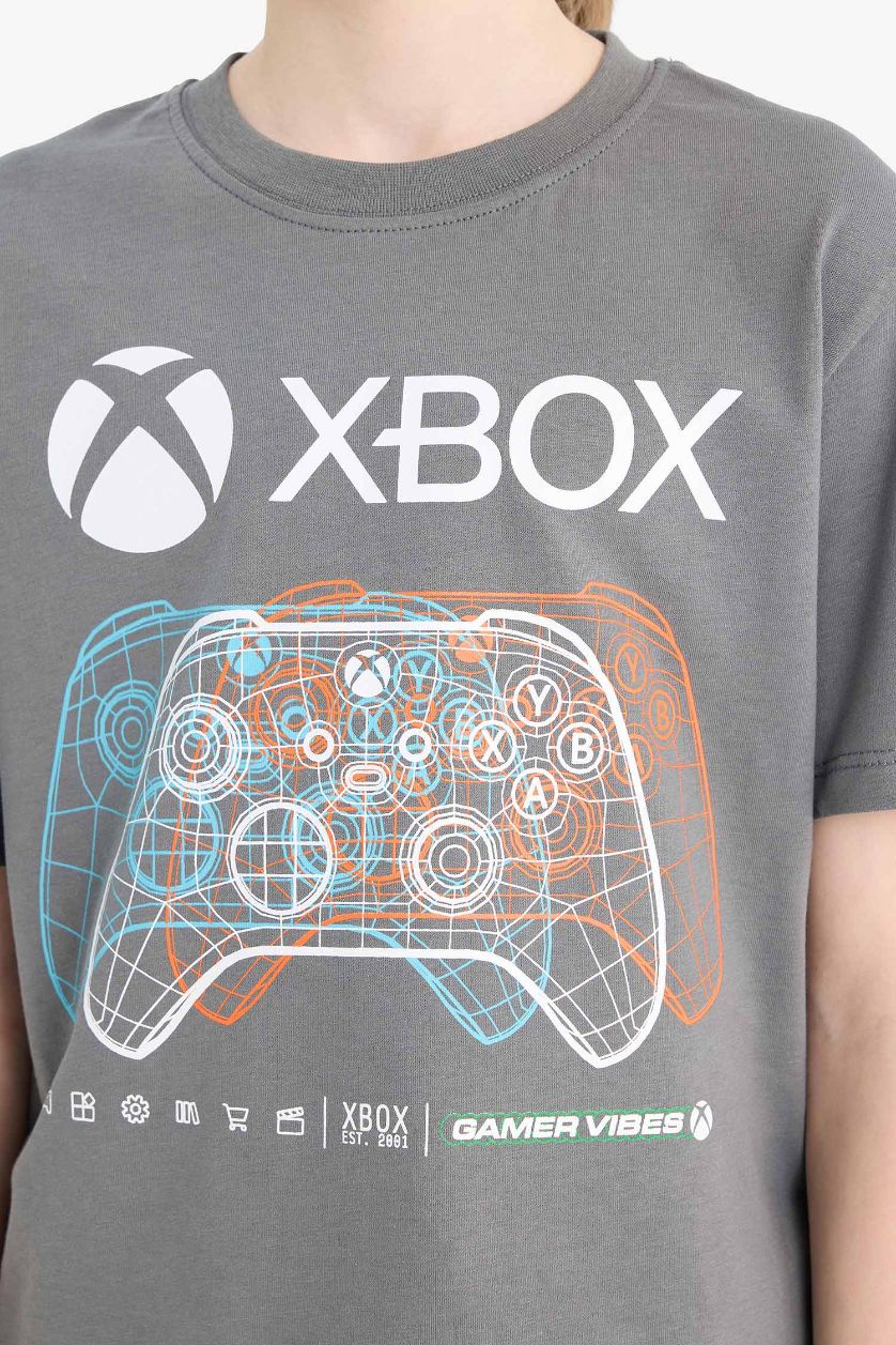 Erkek Çocuk - Genç Erkek Gri Xbox Bisiklet Yaka Kısa Kollu Tişört Erkek Çocuk