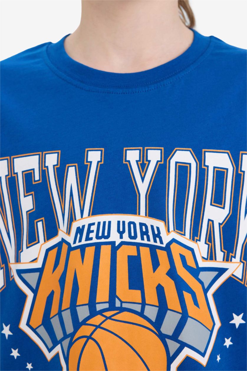 Erkek Çocuk - Genç Erkek Royal NBA New York Knicks Bisiklet Yaka Kısa Kollu Tişört Erkek Çocuk