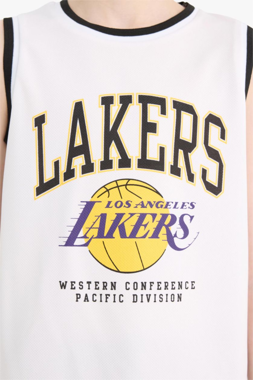 Erkek Çocuk - Genç Erkek Beyaz NBA Los Angeles Lakers Bisiklet Yaka Atlet Erkek Çocuk