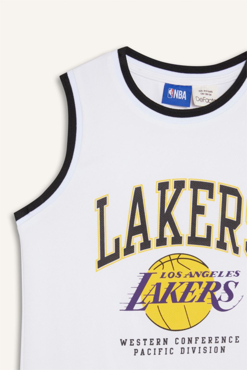 Erkek Çocuk - Genç Erkek Beyaz NBA Los Angeles Lakers Bisiklet Yaka Atlet Erkek Çocuk