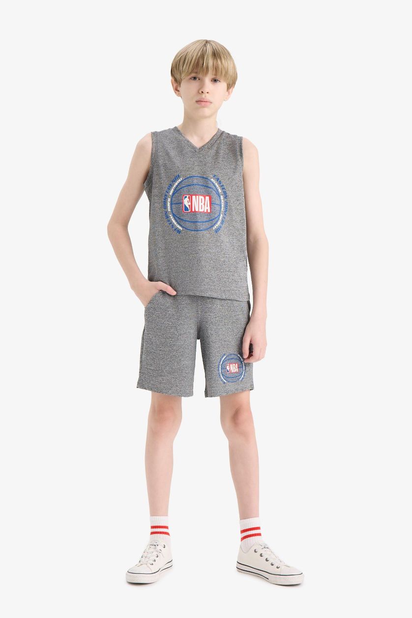 GARÇONS Gris Short NBA Wordmark à taille élastique pour garçon