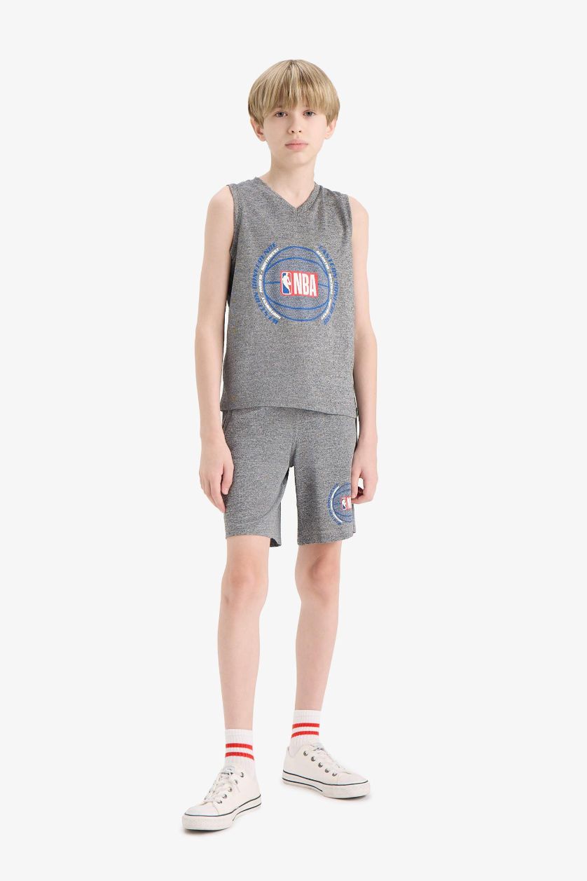 GARÇONS Gris Short NBA Wordmark à taille élastique pour garçon