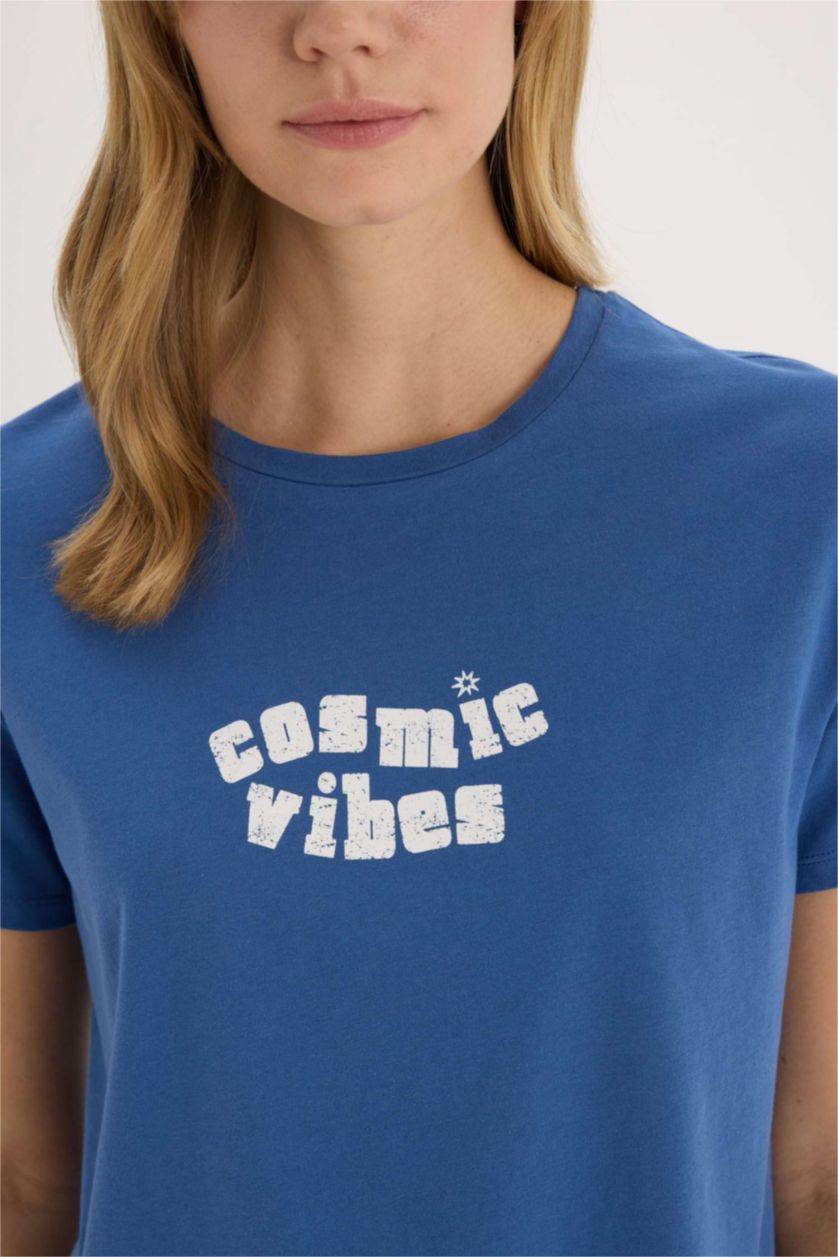 FEMME Indigo Ensemble Pyjama avec Top imprimé à manches courtes et pantalon rayé de Fall in Love