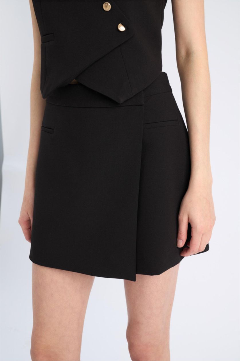 Женщины Черный Укороченные Шорты с Высокой Талией