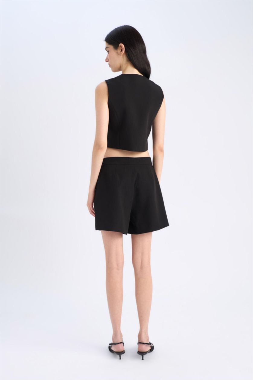 Женщины Черный Укороченные Шорты с Высокой Талией