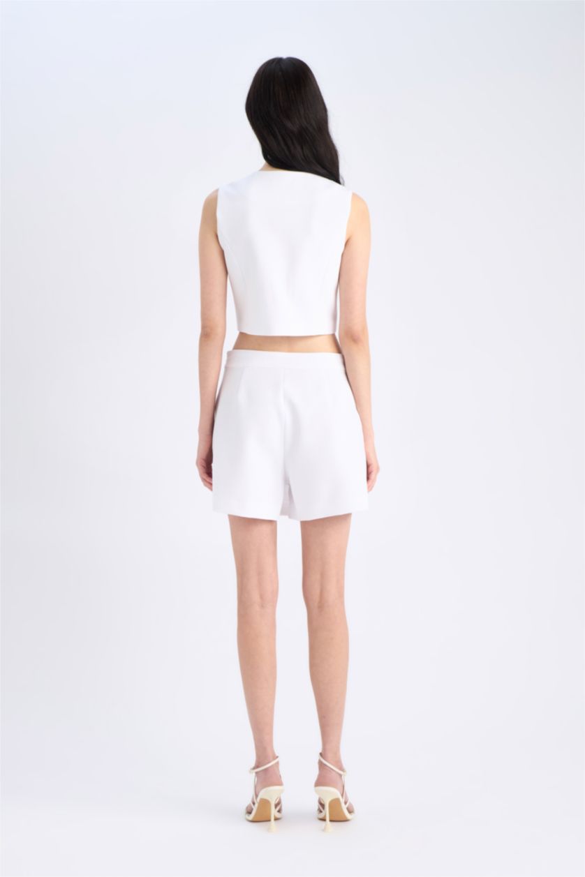 Женщины Бежевый Укороченные Шорты с Высокой Талией