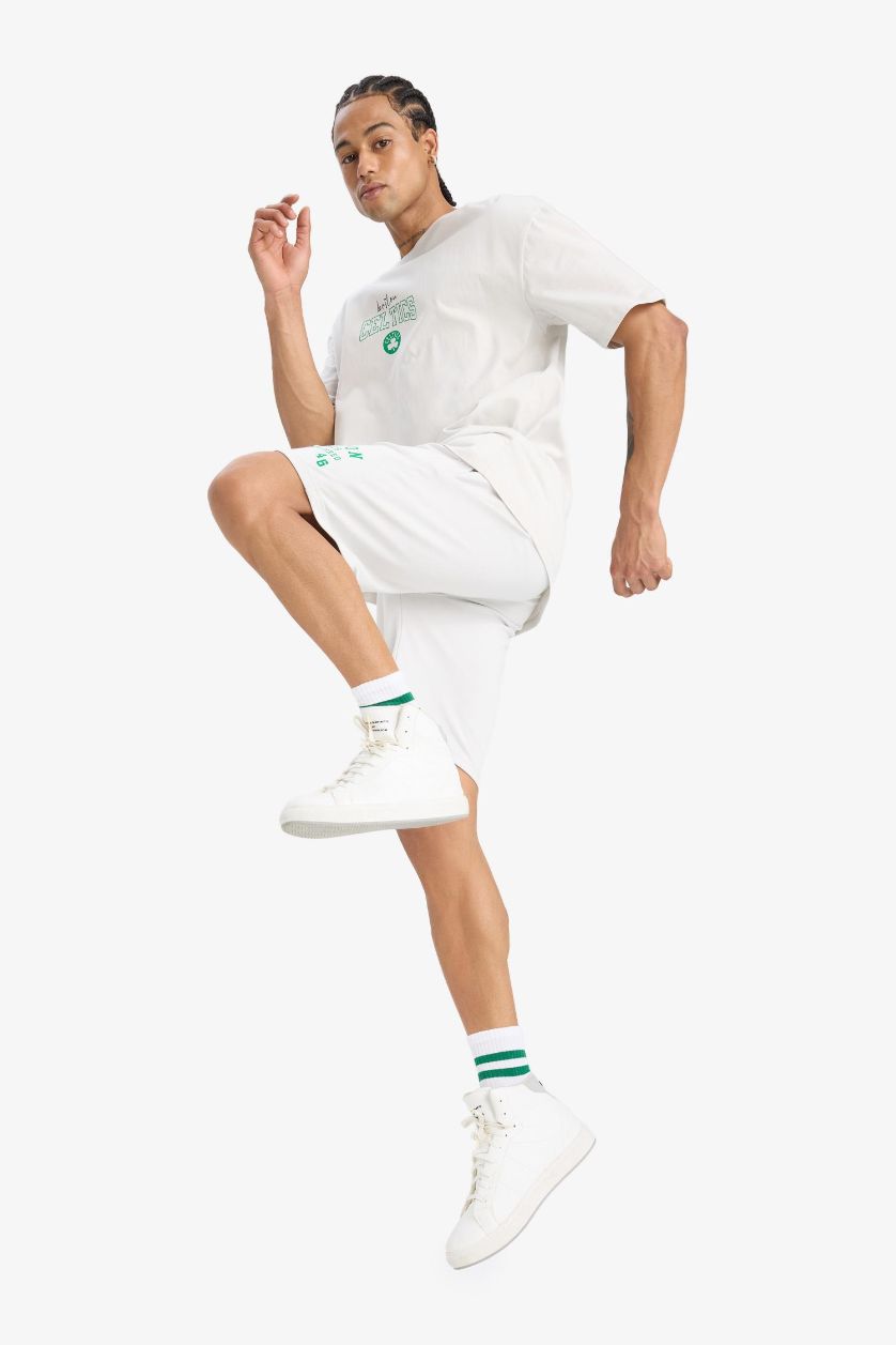 Erkek Açık Gri NBA Boston Celtics Standart Fit Kısa Paça Şort