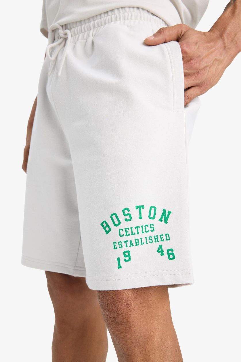 Erkek Açık Gri NBA Boston Celtics Standart Fit Kısa Paça Şort