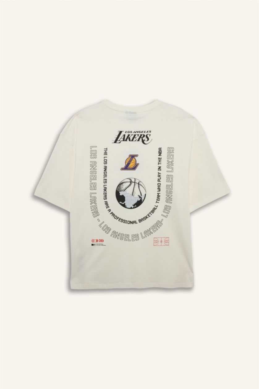 Erkek Ekru Boxy Fıt Kısa Kollu Tişört