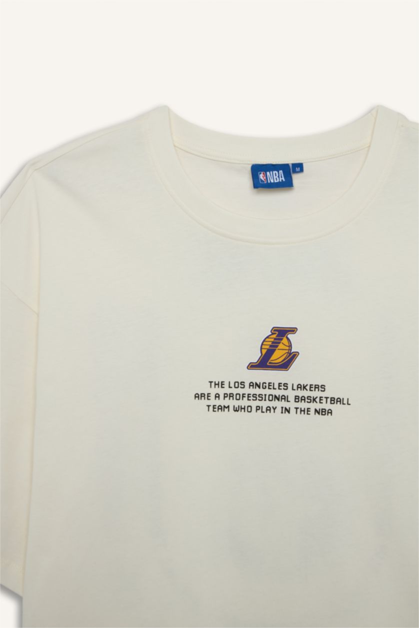 Erkek Ekru Boxy Fıt Kısa Kollu Tişört