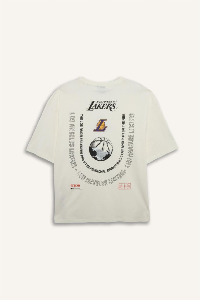 HOMME Écru T-shirt NBA Los Angeles Lakers boxy à col rond et manches courtes