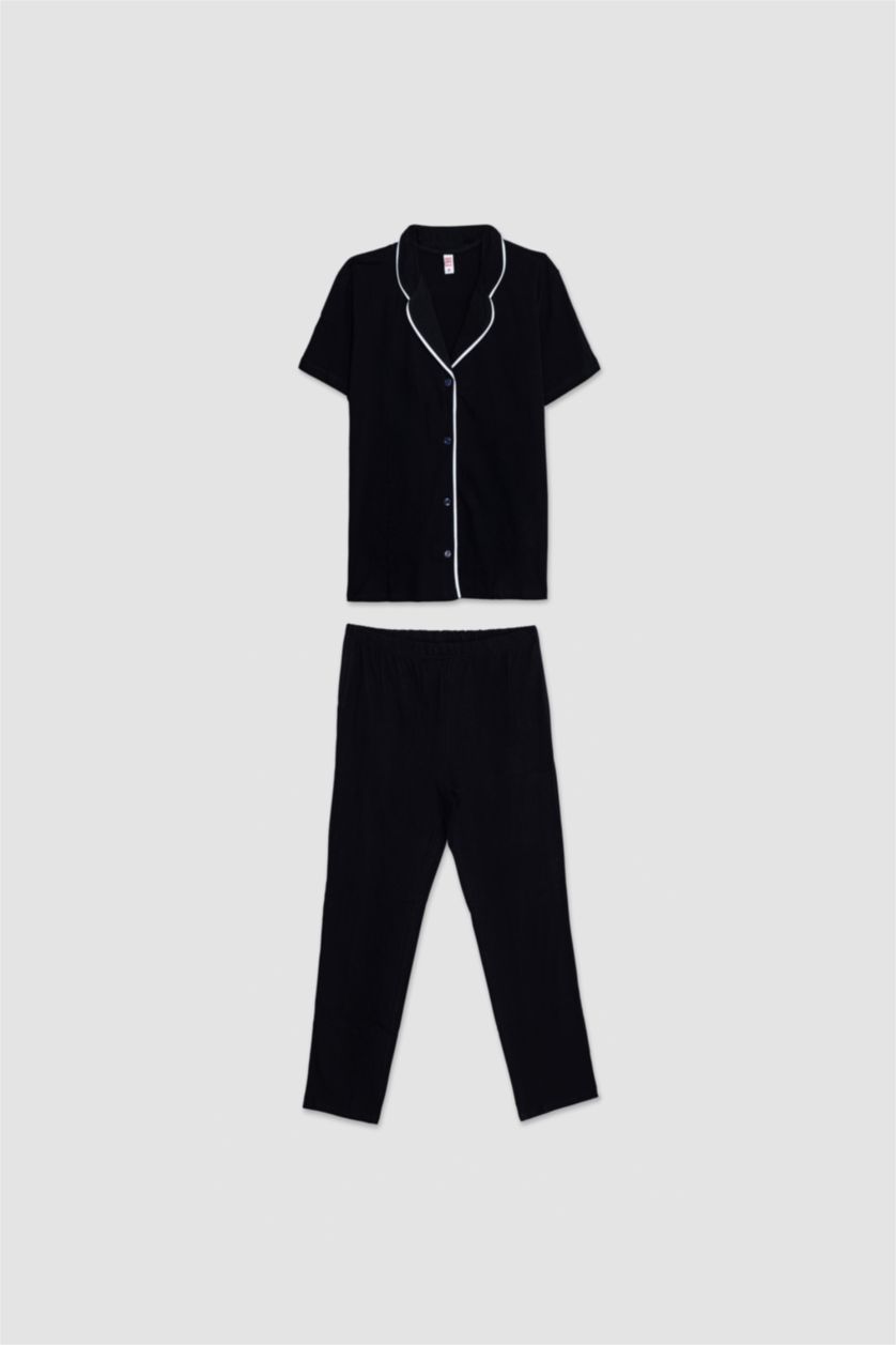 حريمي أسود طقم قصة عادية