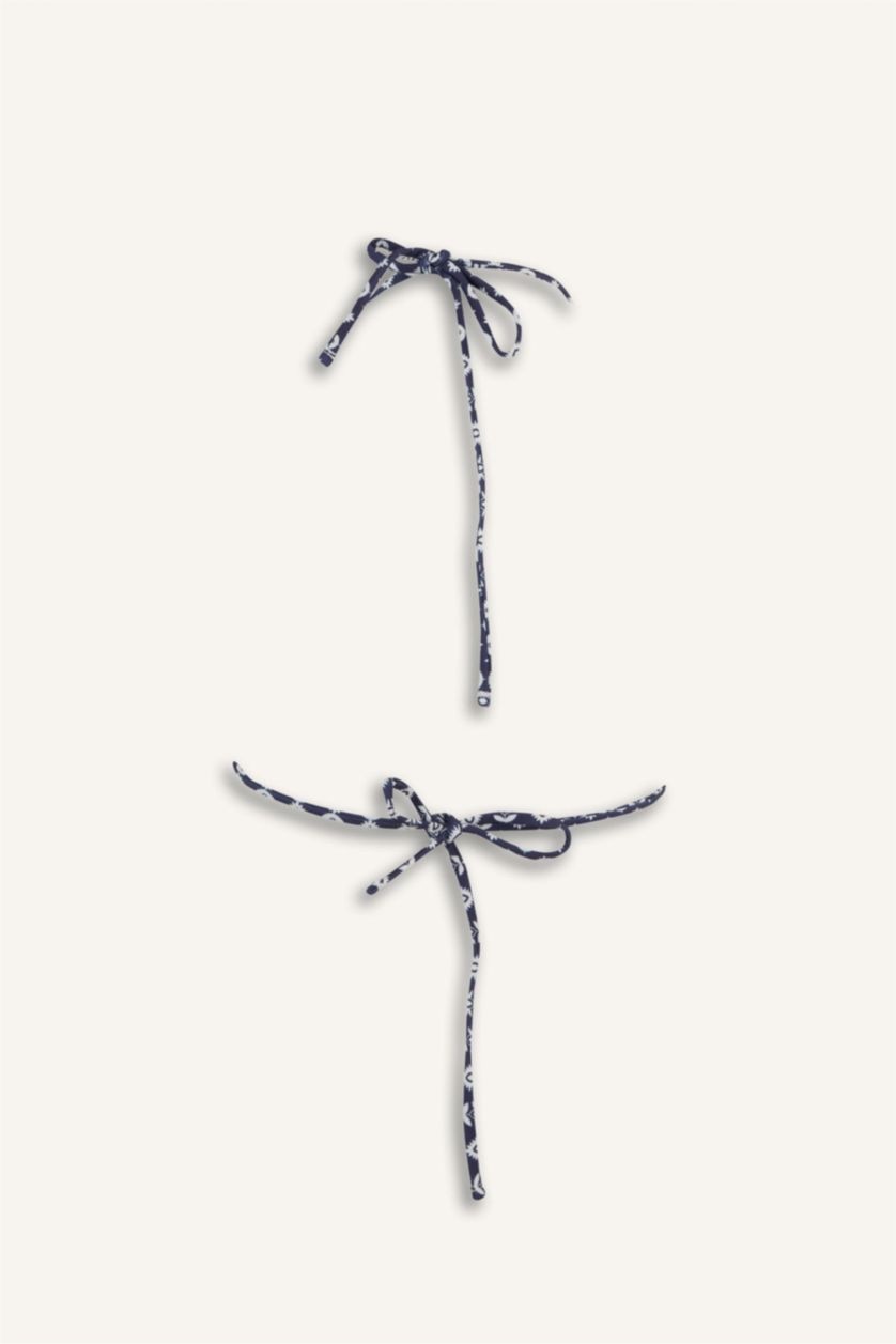 Kadın Lacivert Regular Fit Desenli Bikini Üstü