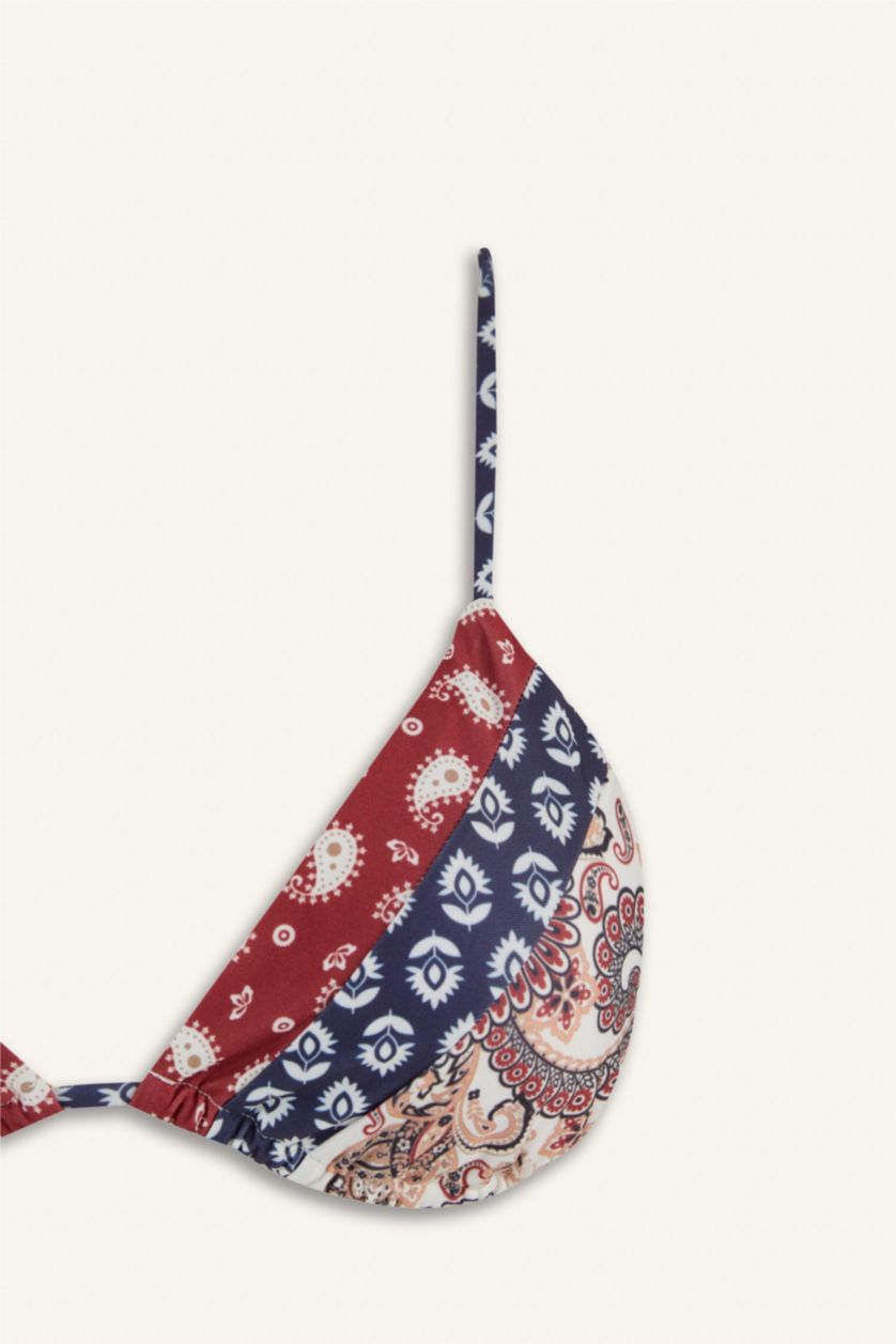 Kadın Lacivert Regular Fit Desenli Bikini Üstü