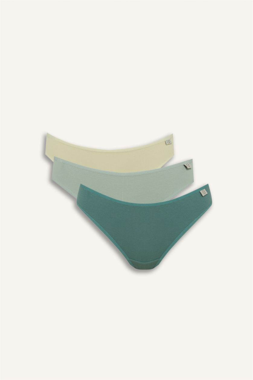 Woman Green Fall in Love Ribbon 3 Piece Panties