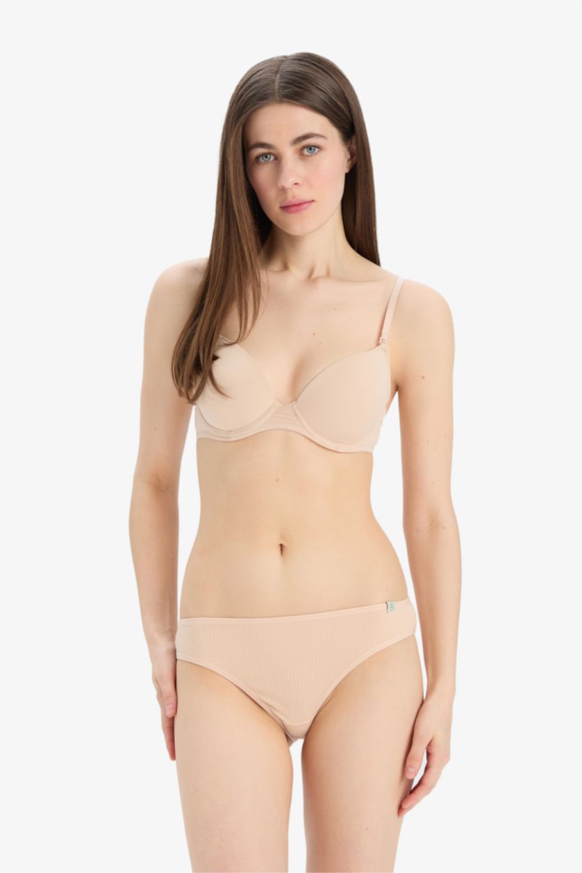 WOMAN Light Salmon Ribbed 3 Piece Panties