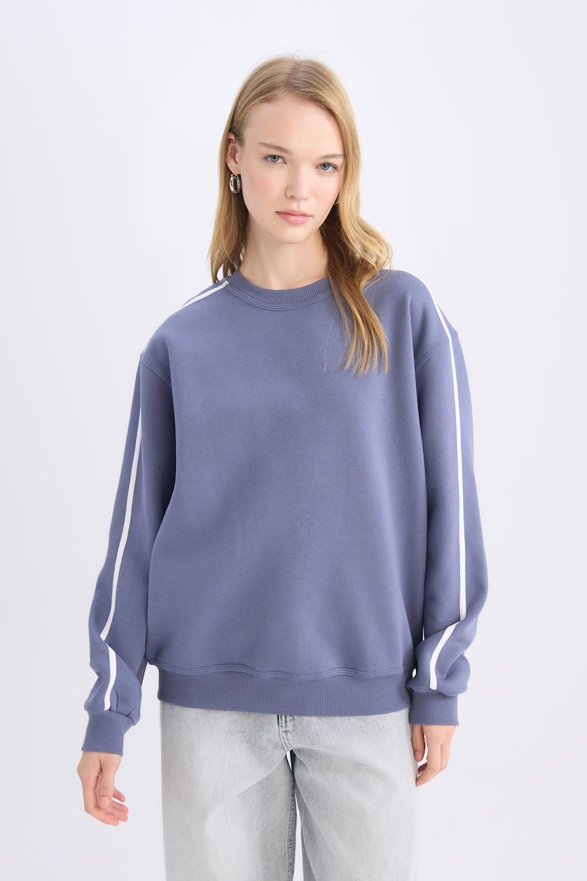 Women NAVY Loose Fit Thick Sweatshirt Fabric Sweatshirt