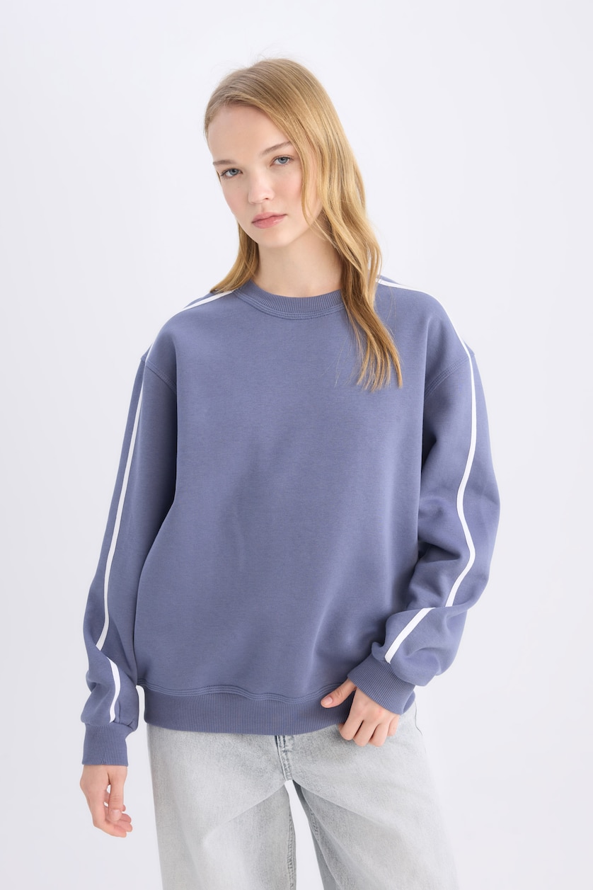 Women NAVY Loose Fit Thick Sweatshirt Fabric Sweatshirt