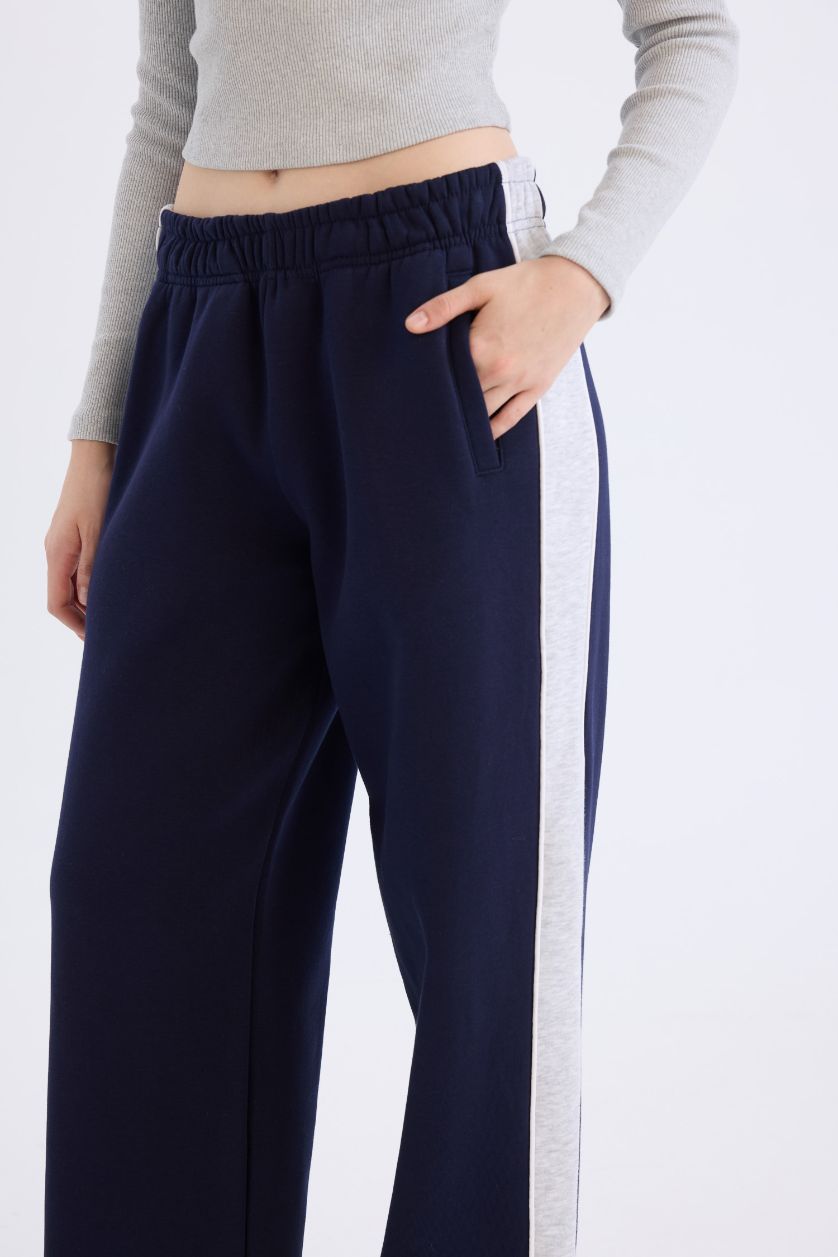 Kadın Lacivert Kalın Eşofman Altı Beli Lastikli Basıc