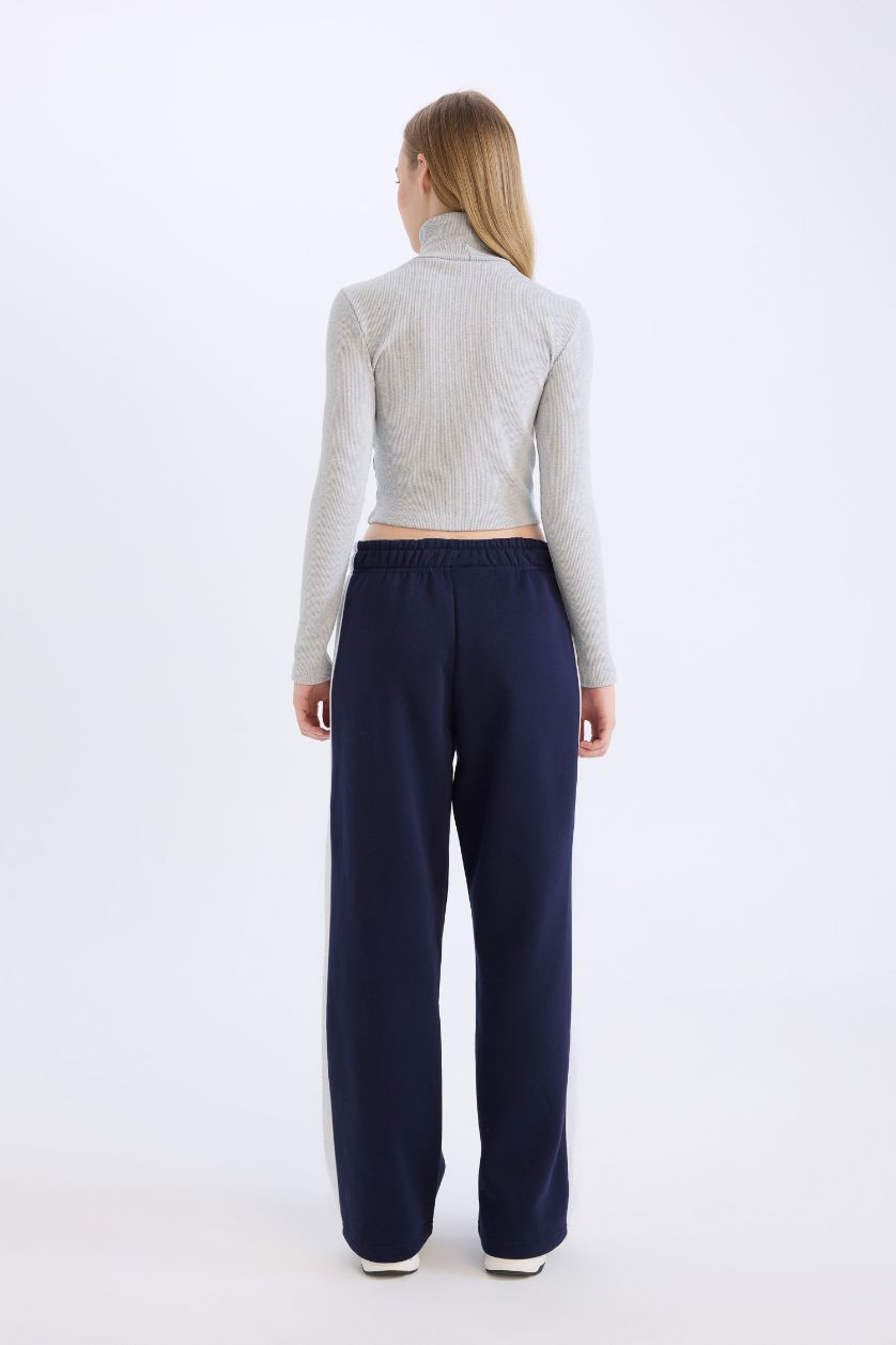 Kadın Lacivert Kalın Eşofman Altı Beli Lastikli Basıc