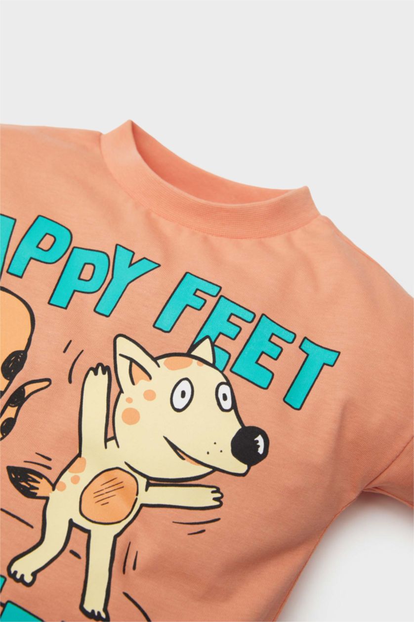 Erkek Bebek Somon 2'li Takım Baskılı Kısa Kollu Tişört Beli Lastikli Şort Erkek Bebek