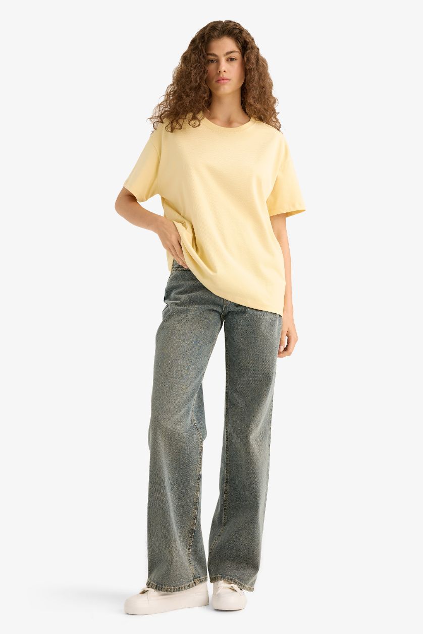 WOMAN Yellow Oversize Fit Crew Neck Short Sleeve T-Shirt