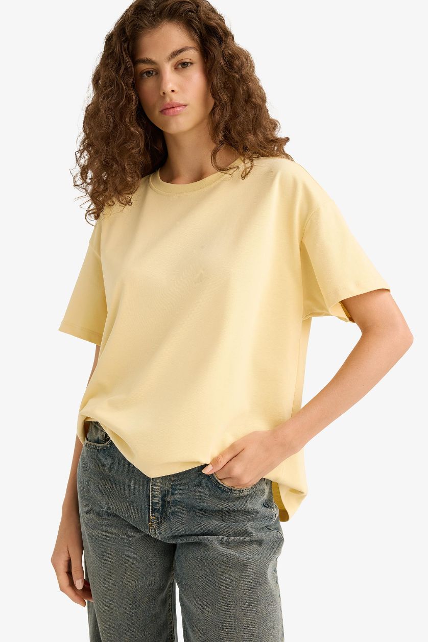 WOMAN Yellow Oversize Fit Crew Neck Short Sleeve T-Shirt