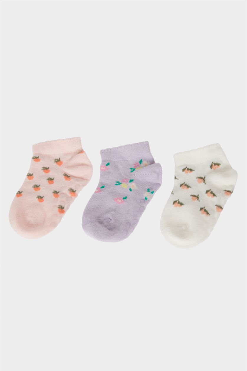 طفلة صغيرة Karma جوارب قصيرة قطن فلورال بيبي بناتي - 3 قطع