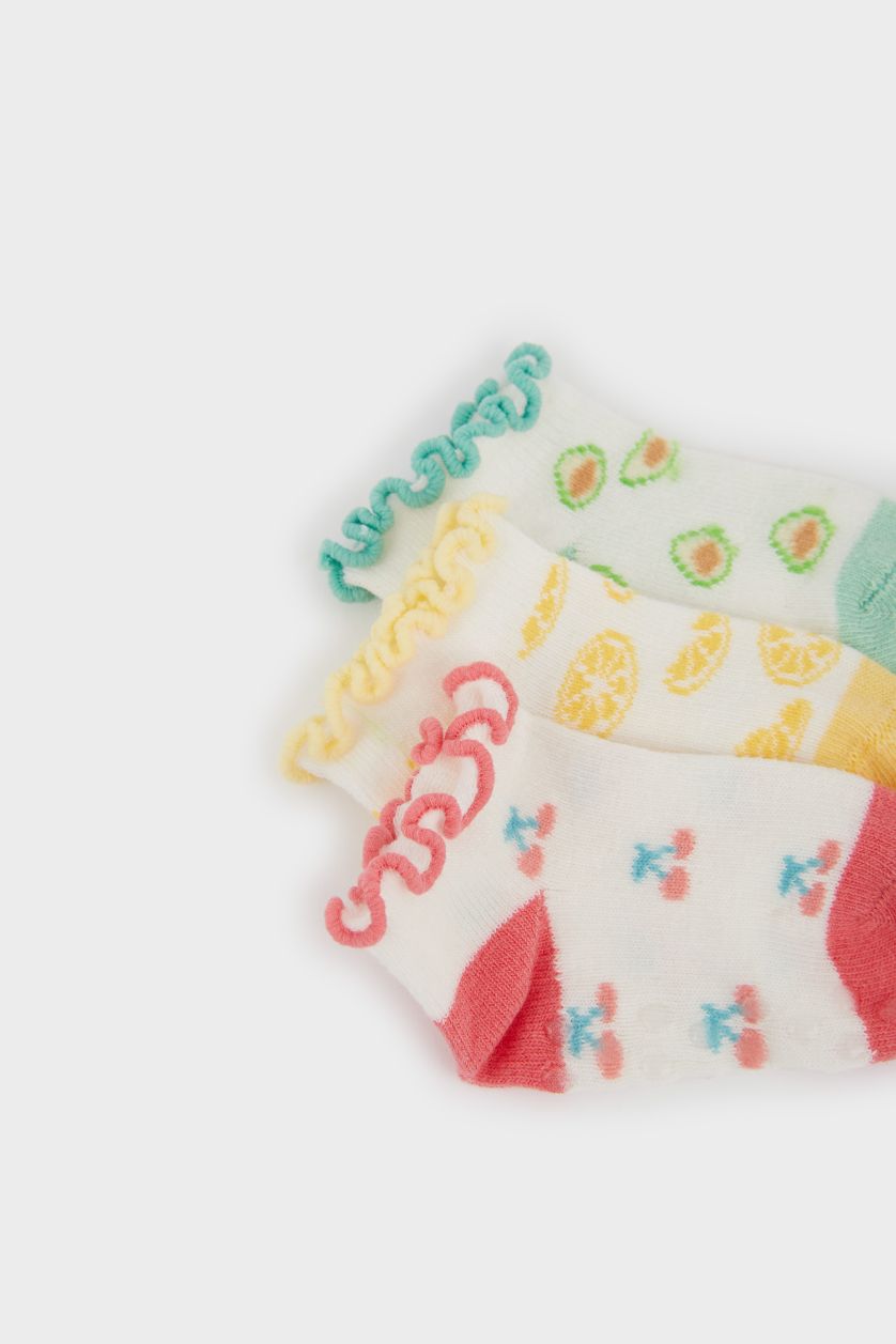 طفلة صغيرة أبيض (000) جوارب قصيرة قطن بيبي بناتي - 3 قطع